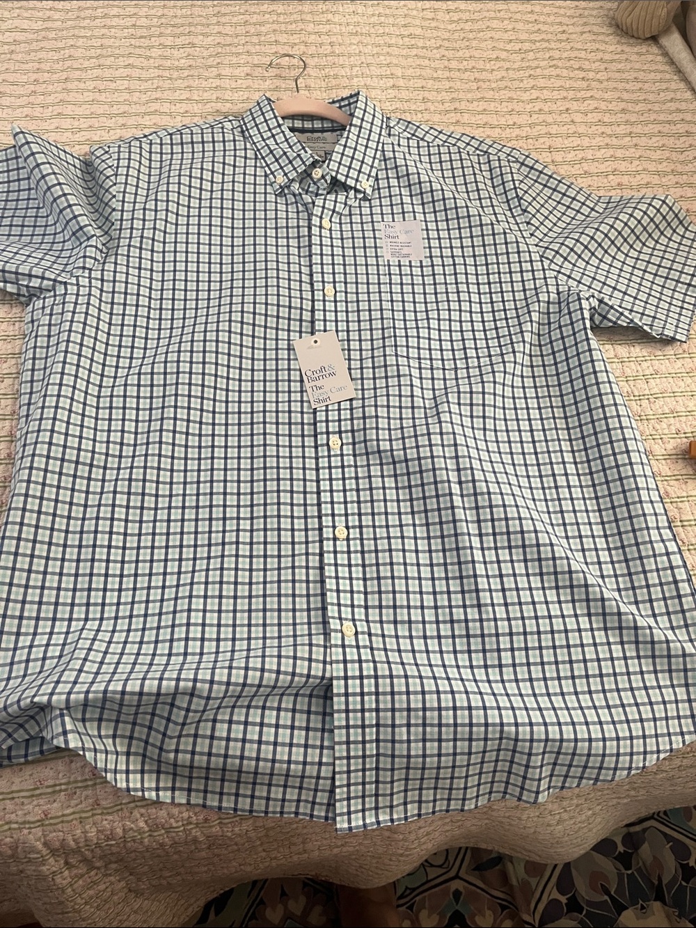 croft & barrow Blue and Navy Glen Plaid Button-Down Shirt